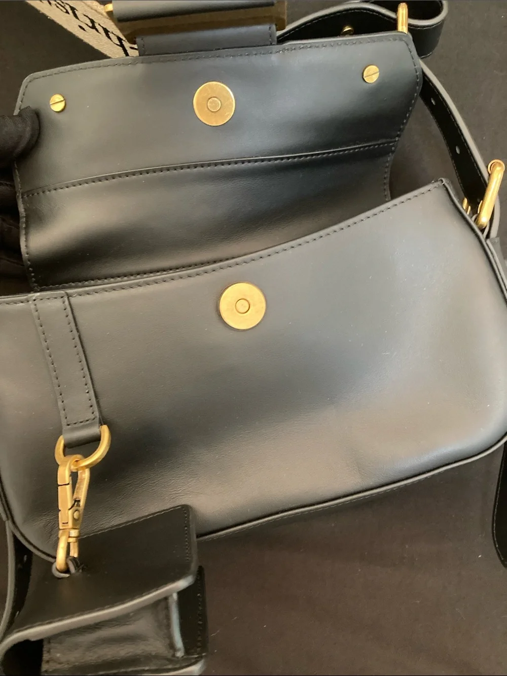 Dior Black Leather Crossbody / Shoulder Bag with Gold Hardware